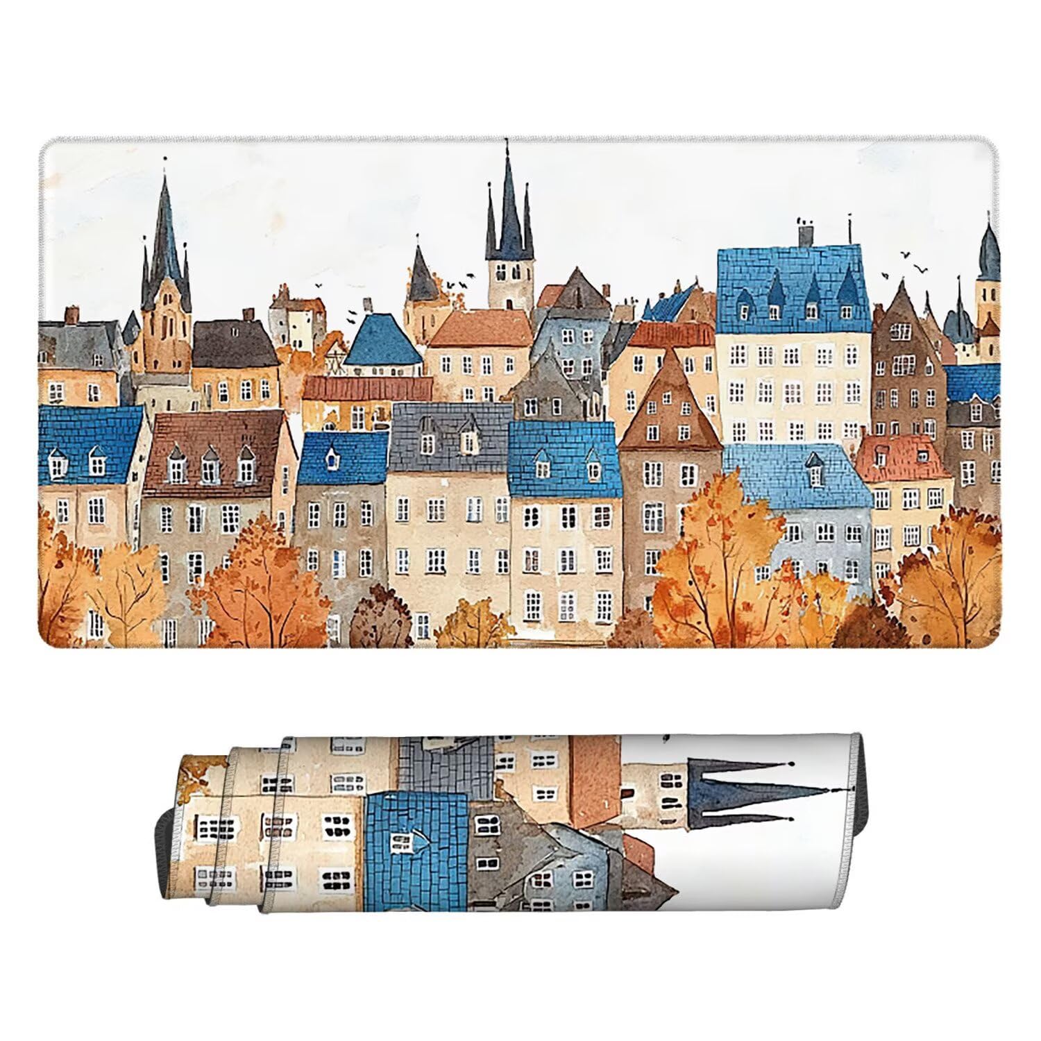 Podkładka pod mysz do gier XXL Mousepad 1000 x 500 mm, duża podkładka pod biurko z antypoślizgową gumową podstawą do gier, komputera, poprawia precyzję i szybkość (miasto) X-905