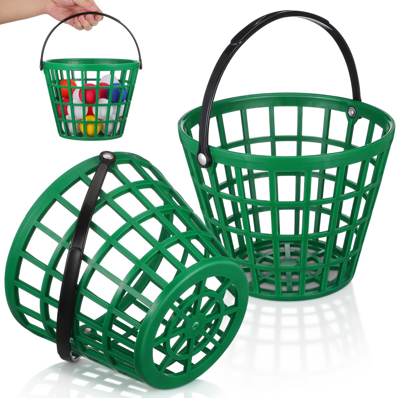 Cestino per palloni da golf, con manico, in plastica