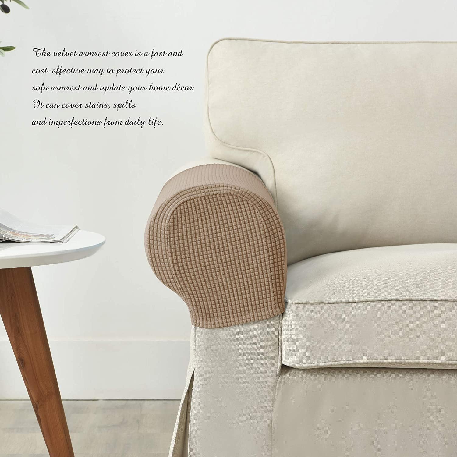 滑り止め アームレストカバー ストレッチ アームレストチェアカバー 洗える アームチェアソファ リビングルームラブシート保護用 -緑