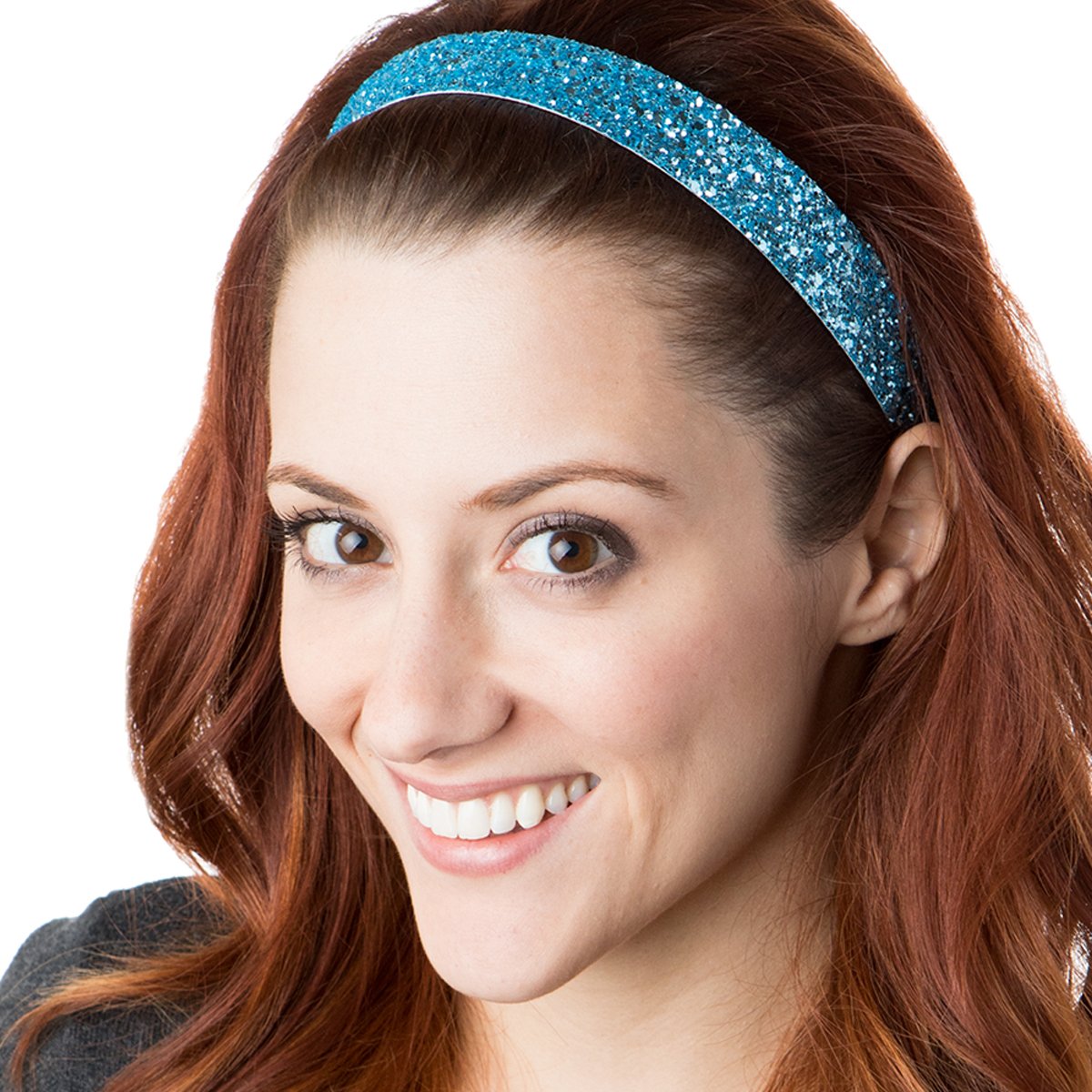 Hipsy PETITE Size, Adjustable No Slip Sparkly Bling Mixed 3pk Headbands for Women Girls & Teens (Bling Glitter Mixed Light Blue)