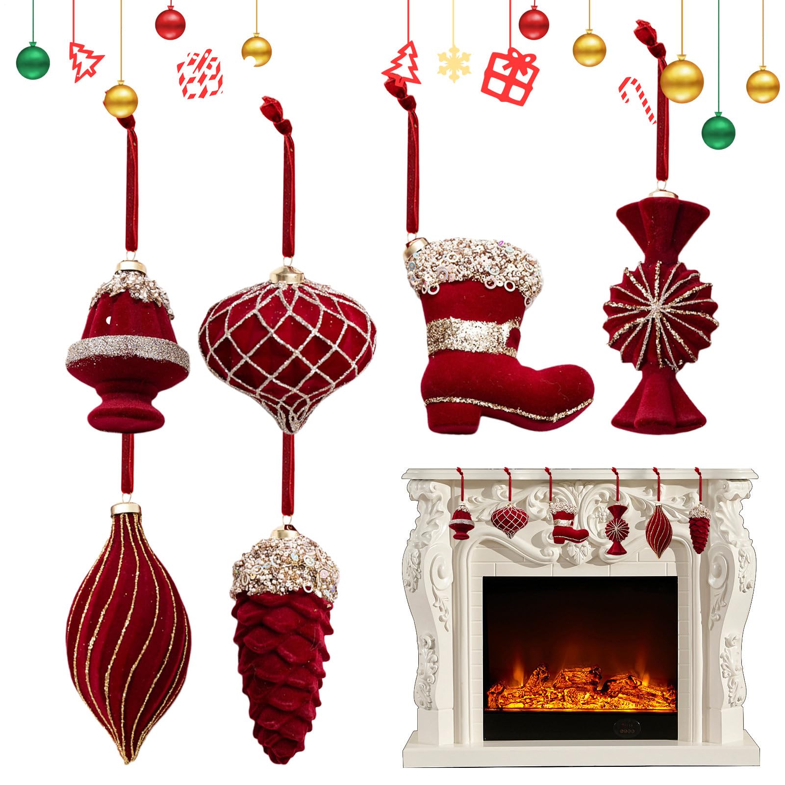 Décoration de Noël floquée pour sublimer votre cheminée et votre table de fête