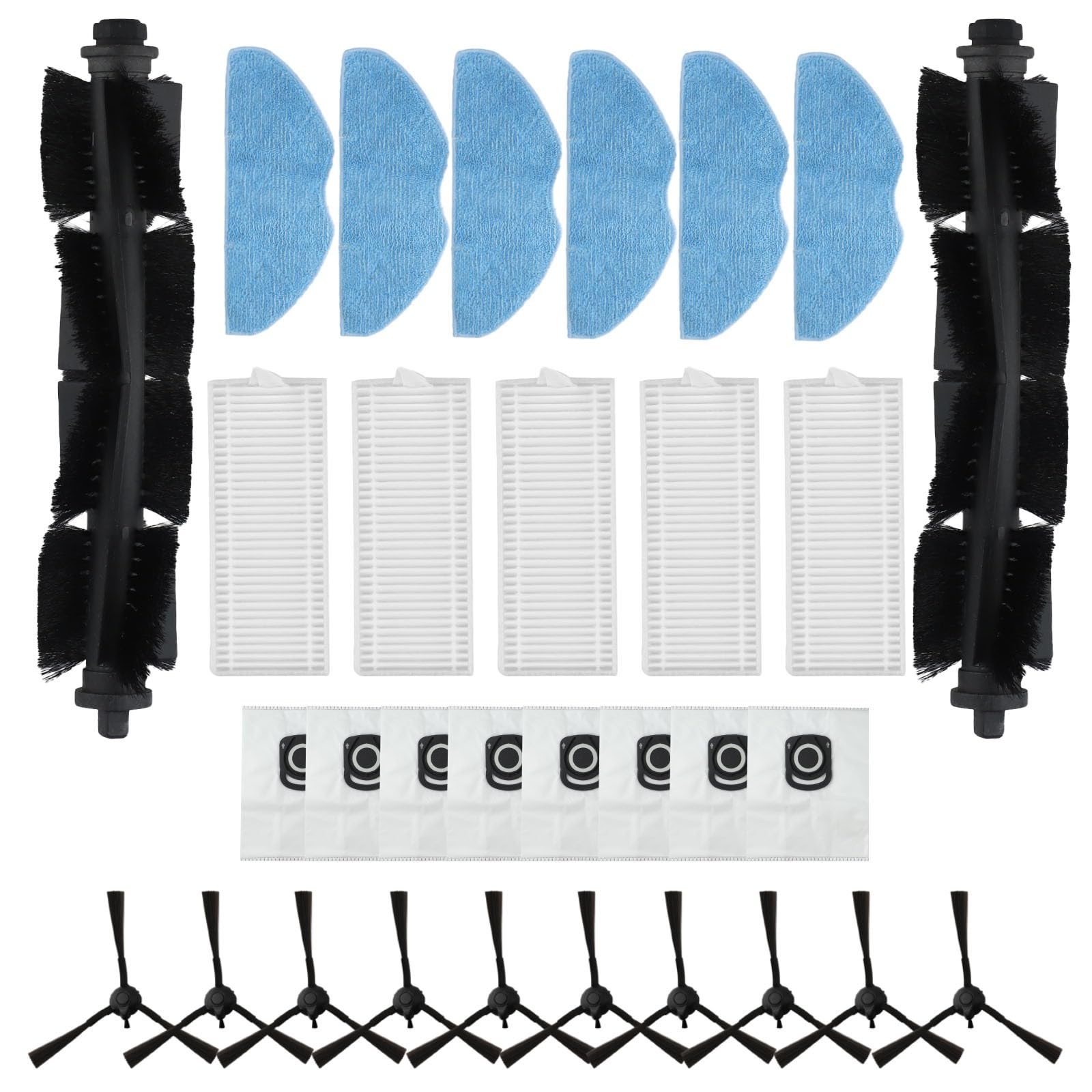 FUBESK Kit parti di ricambio per Tefal Per X-Plorer Serie 75 S+Rg8597W Robot Per Aspirapolvere, Spazzola Principale Spazzole Laterali Filtri Mop Salviette Sacchetti di Polvere Accessori Set Opzione