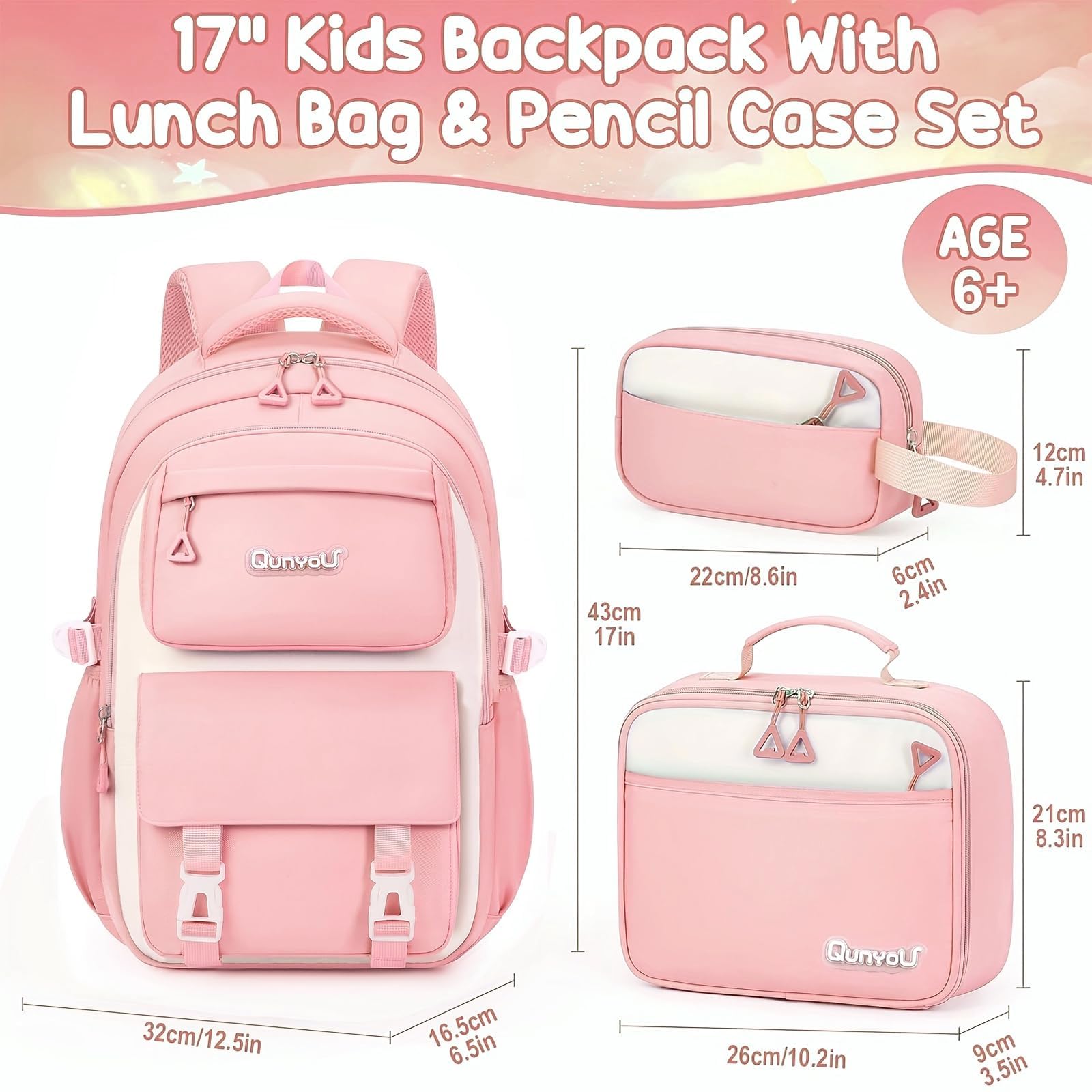 Amythe Set Mochila Niña 3°-7° para Escuela