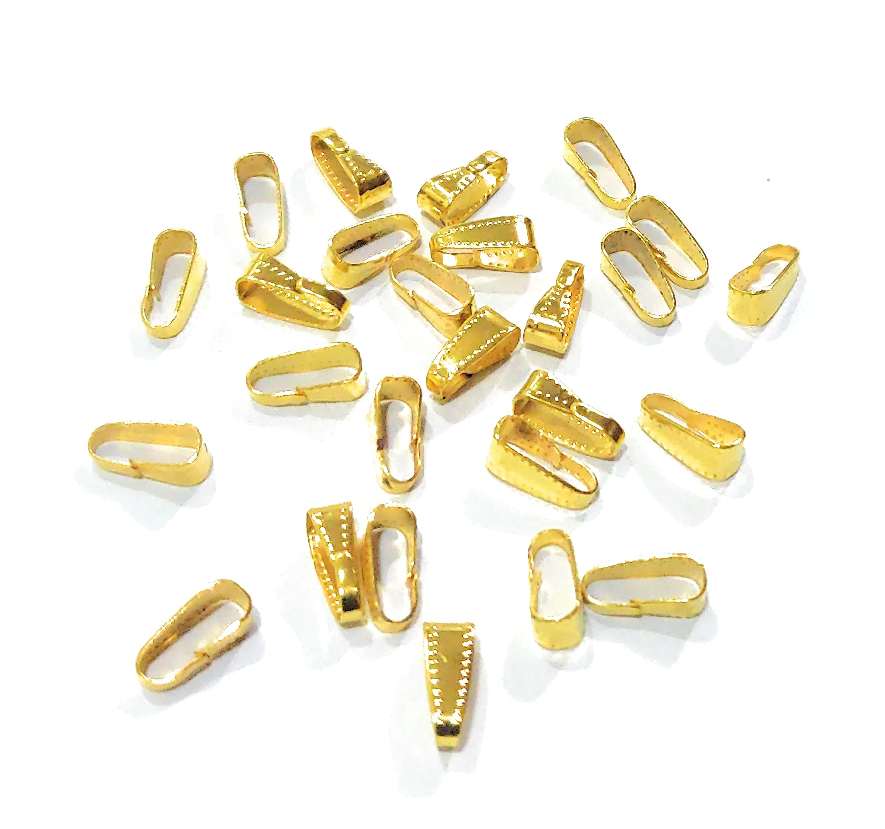 Excellentcrafts Metal Pinch Pendant Hooks Pendant Bail Clasp for Necklace Jewellery Making (50 Pieces)