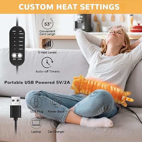 Miniatura 6 de Almohadilla térmica para gatos para calambres menstruales, alivio del dolor menstrual, almohadillas de calor eléctricas portátiles alimentadas por