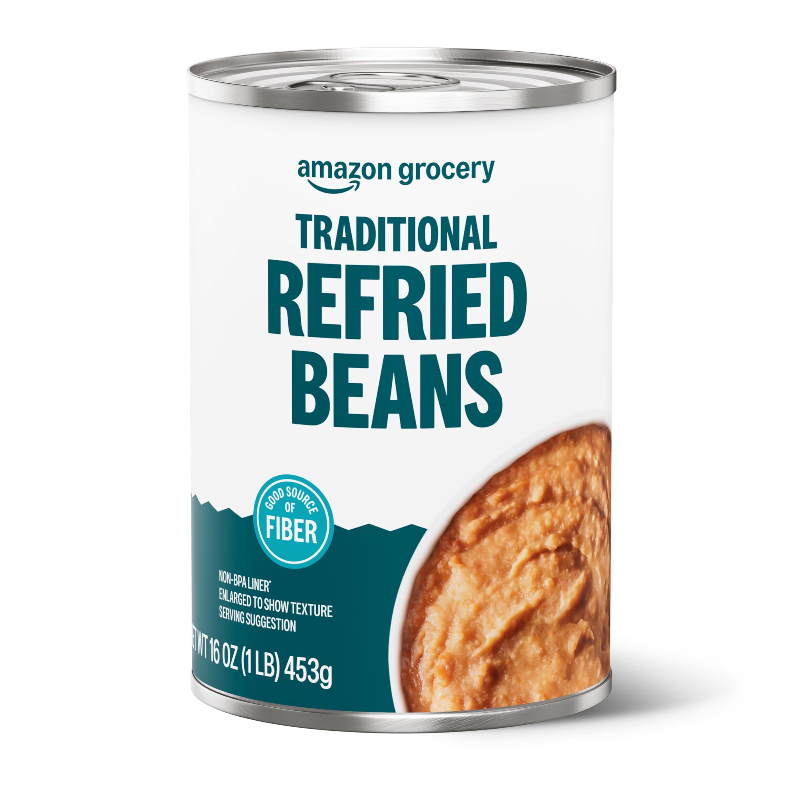 Amazon Grocery, Canned Traditional Refried Beans, 16 Oz (Previously Amazon Fresh, Packaging May Vary)