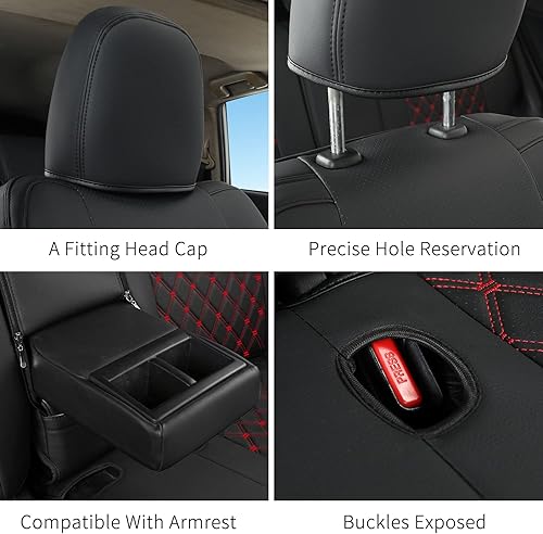 Miniatura 5 de GIANT PANDA Juego completo de fundas de asiento de coche de piel sintética para Toyota RAV4 LE 2013 2014 2015 2016 2017 2018 (no para versión