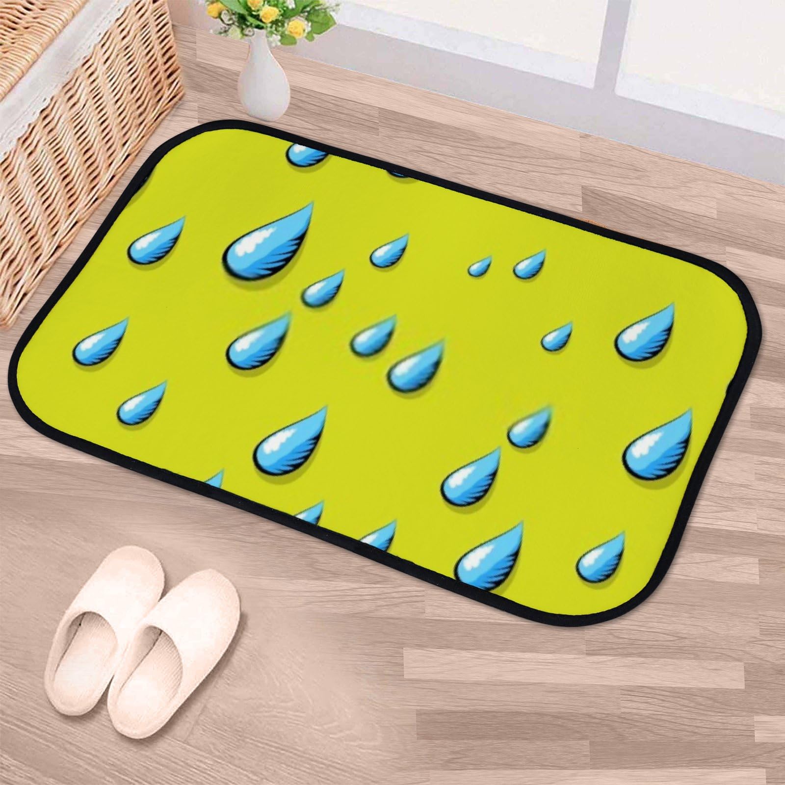 Nuansexi Bathroom Rugs Water Drops Seamless Pattern Blue Floor Mats Non Slip Bathmat Doormat Tub Mat Coral Velvet Absorbent Entrance Carpet Mats Machine Washable Bedroom Decor