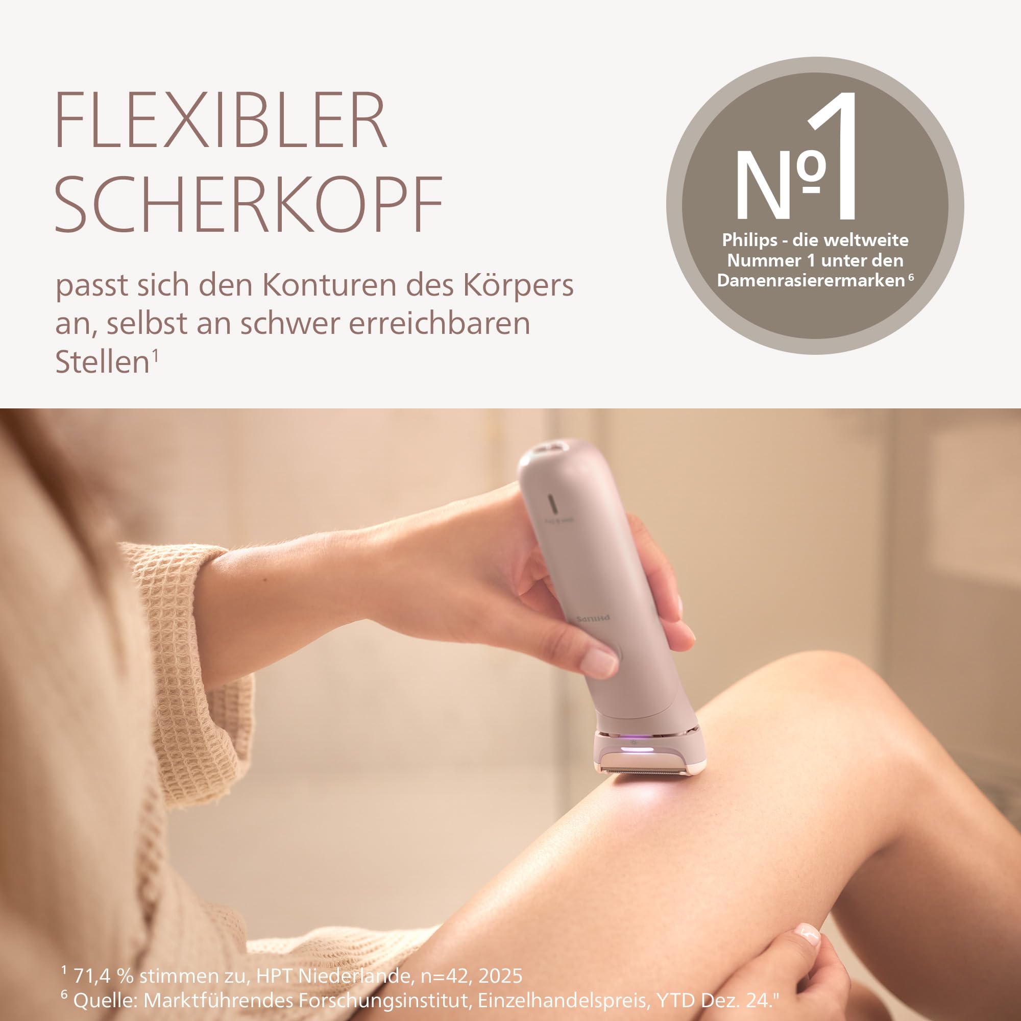 Philips Lady Shaver Series 8000 - kabelloser elektrischer Rasierer, nass und trocken, 3-Klingen-System, flexibler Scherkopf, LED-Licht, für Beine und Körper, 100 Min. Laufzeit, Modell BRL129/00