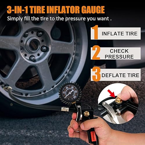 Miniatura 3 de Kit de 22 accesorios para compresor de aire, kit de manguera híbrida de compresor de aire de 3/8 pulgadas x 25 pies, accesorios de aire de conexión