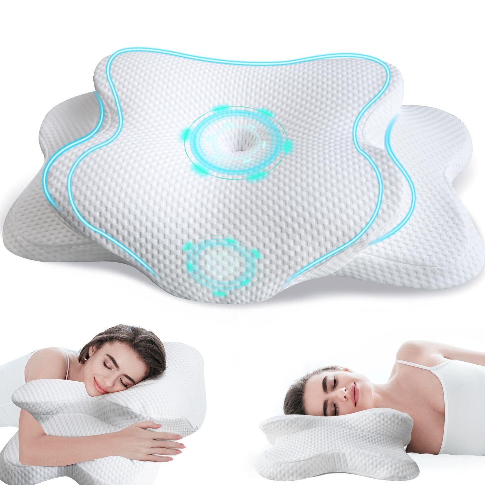 Coussin de nuque adaptable pour dormir sur le ventre, le dos et le côté sans raideur