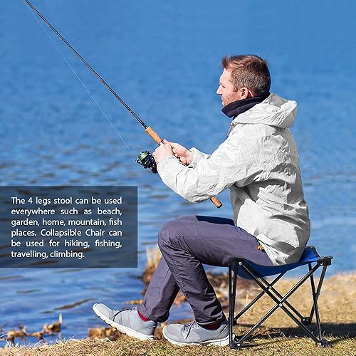 Miniatura 4 de Forbidden Road Taburete de camping portátil para senderismo, pesca, mochilero, playa, viajes, capacidad de 220 libras (azul, 14.17 x 11.8 pulgadas)