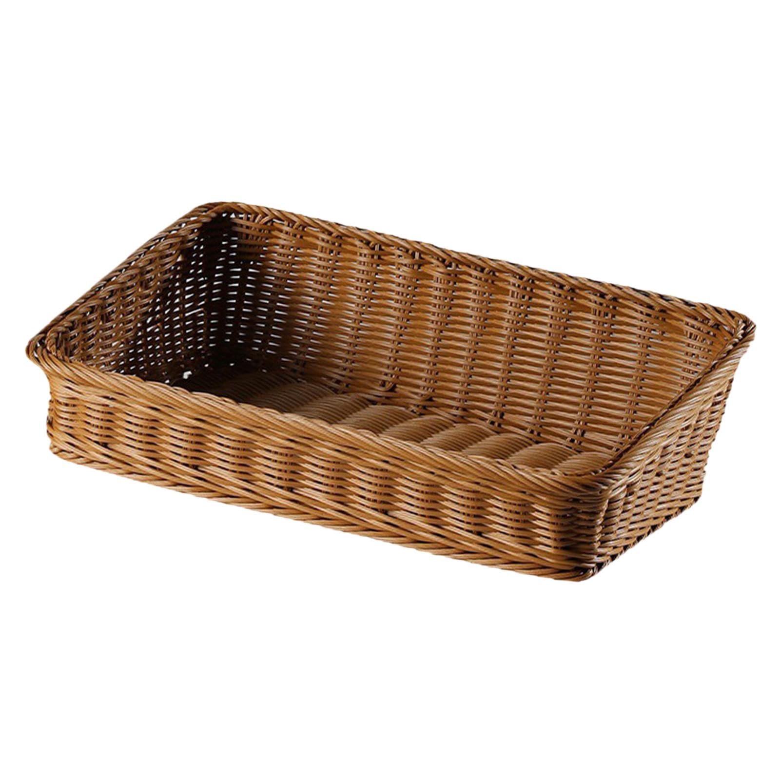 Cestino intrecciato in rattan imitazione Cestino per pane intrecciato Cestino per pasti Portaoggetti per alimenti Espositore per alimenti Cesto di