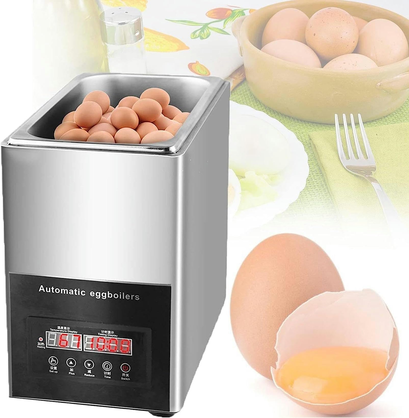 Cocedor de Huevos de Agua Caliente de 800 W (50 Unidades), máquina Comercial intnar Huevos, Rango de Control de Temperatura de 30 a 90 °C, cocedor de Huevos eléctrico para Restaurante, 110 V