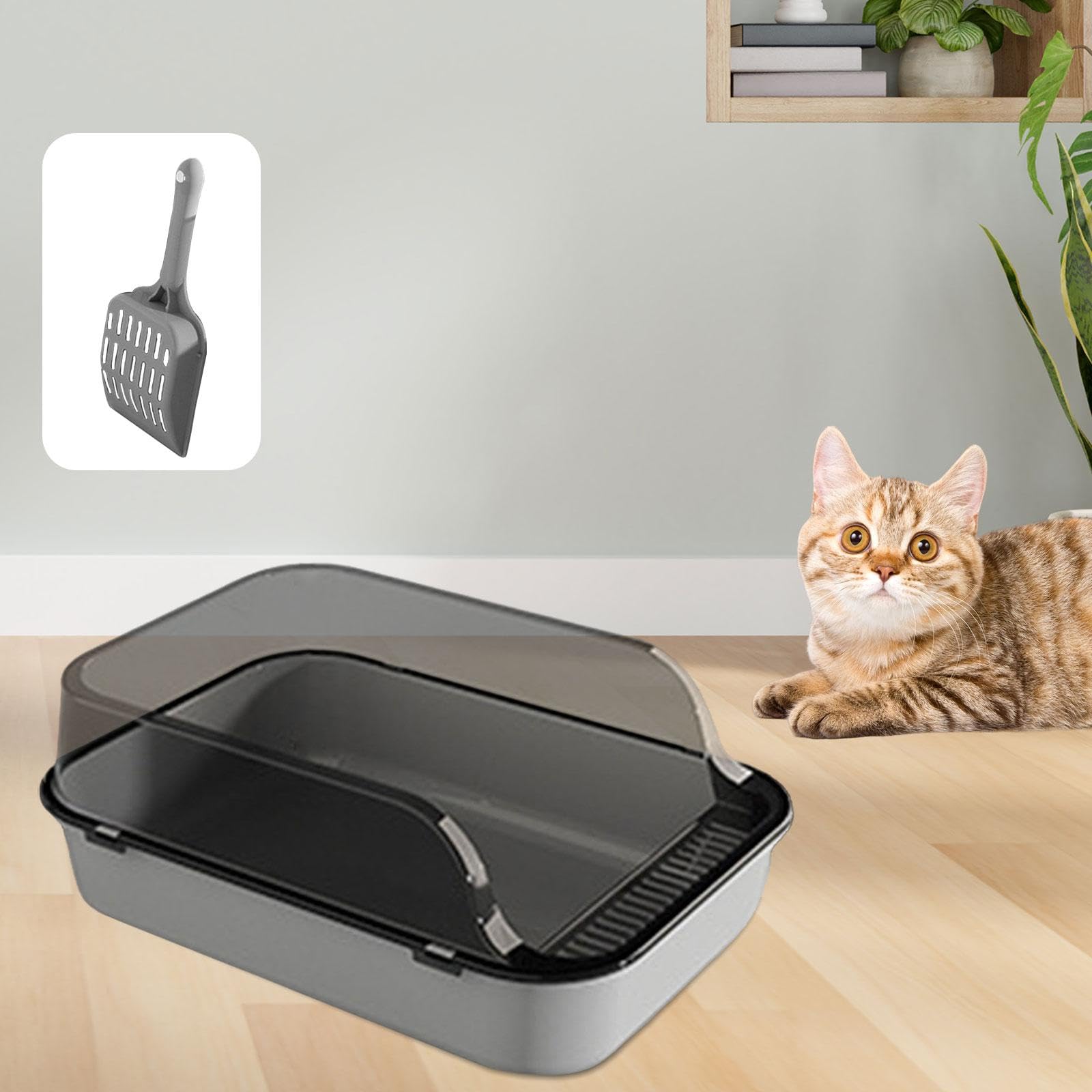 Colcolo Katzentoilette - Erhöhter Großer Reise-Katzen-Sandkasten, Kätzchen-Töpfchen-Toilette, Haustiertoilette für Kleine, Grau