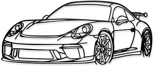 Noxozoqm Arte de pared de metal para automóvil, silueta única, decoración de habitación para hombres, decoración de habitación de niños