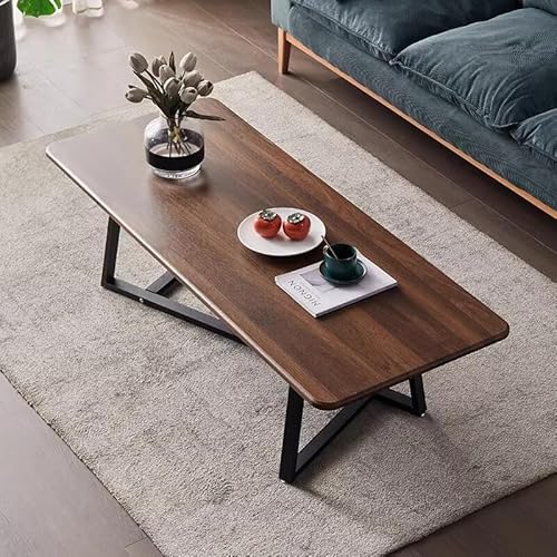 طاولة قهوة من أوتويسر، مصنوعة من الخشب والمعدن، بزوايا مستديرة وسطح سهل التنظيف، باللون الولنت، بأبعاد 120 × 60 × 45 سم