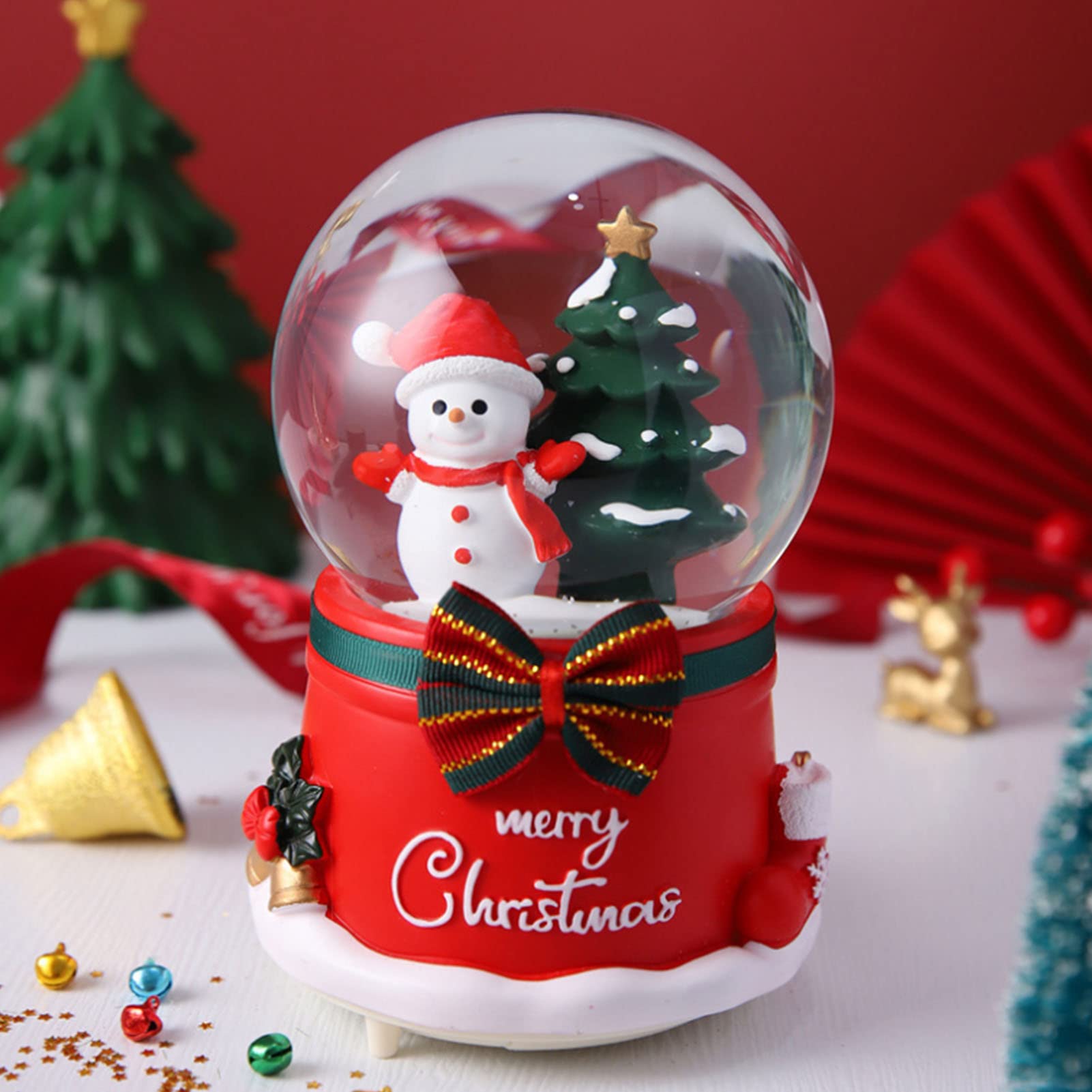 BAAROO Christmas Music Box, Musical Christmas Snow Globe, Crystal Glitter Ball for Christmas & New Year, or Girls Women Girlfriend Son Granddaughter (Tree) (Size : Christmas Snowman)