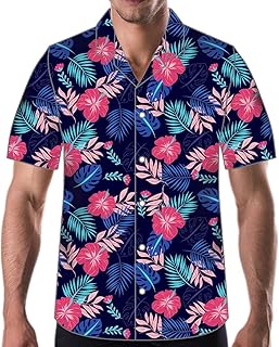 Sponsored Ad - Print Hawaiian Shirts for Men, Floral Aloha Beach Shirts, Print Mens Casual Short Sleeve Button Down Shirt