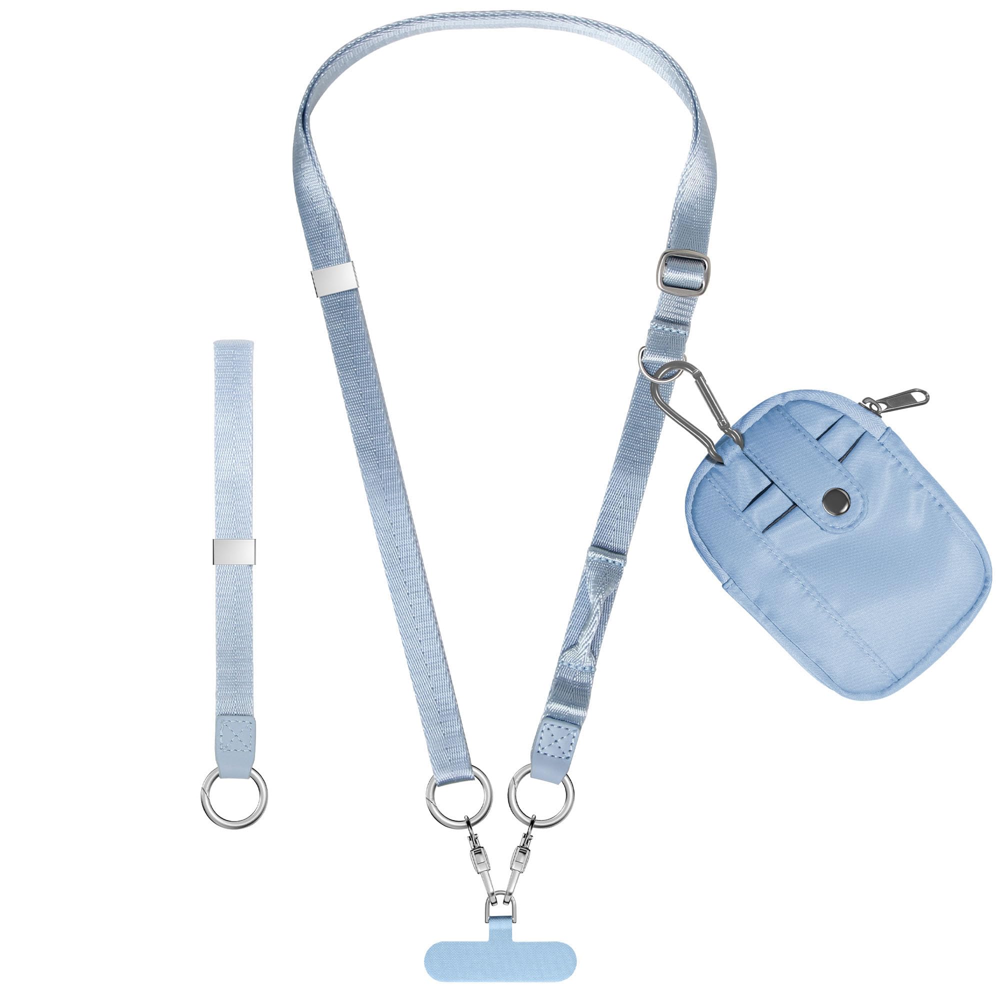 Posadina 2 in 1 Phone Lanyard with Wallet, Anti Theft Phone Strap Crossbody Adjustable Phone Wrist Strap For Women Men