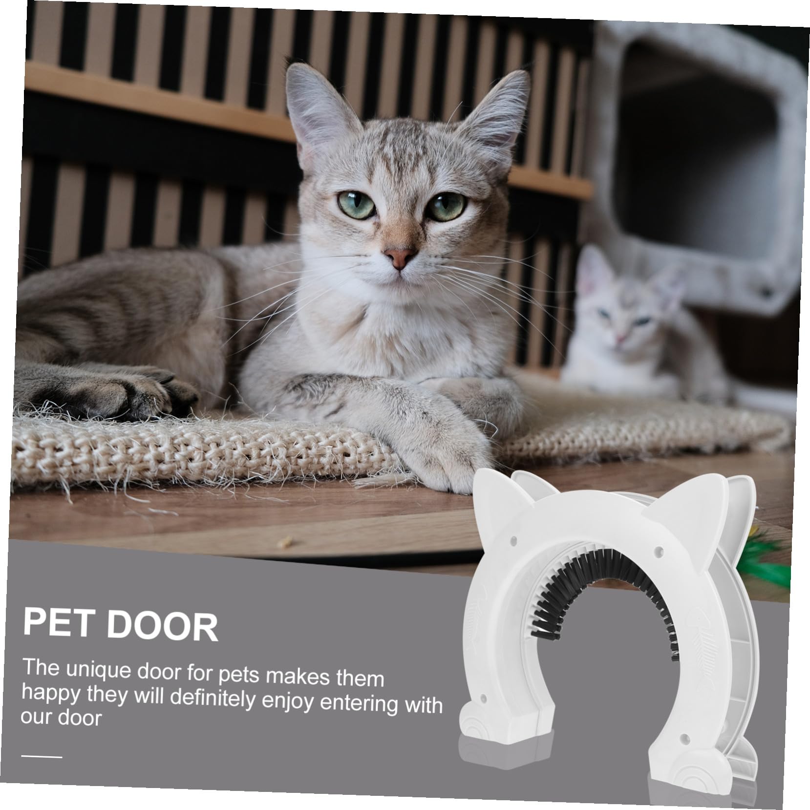 VILLCASE Chatière Porte Intérieure avec Brosse Intégrée en Plastique Abs Blanche Sécurisée et Pratique Installation Facile en 1 Set pour Chat pour Animaux Domestiques