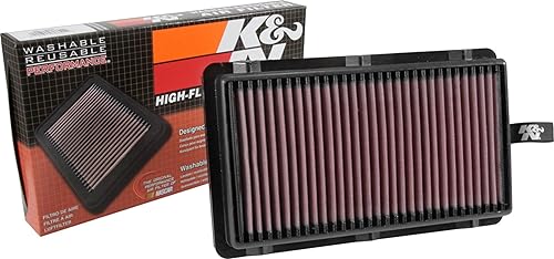 K&N Filtro de aire del motor: reutilizable, limpia cada 75,000 millas, lavable, Premium, Filtro de aire de repuesto para automóvil: compatible con