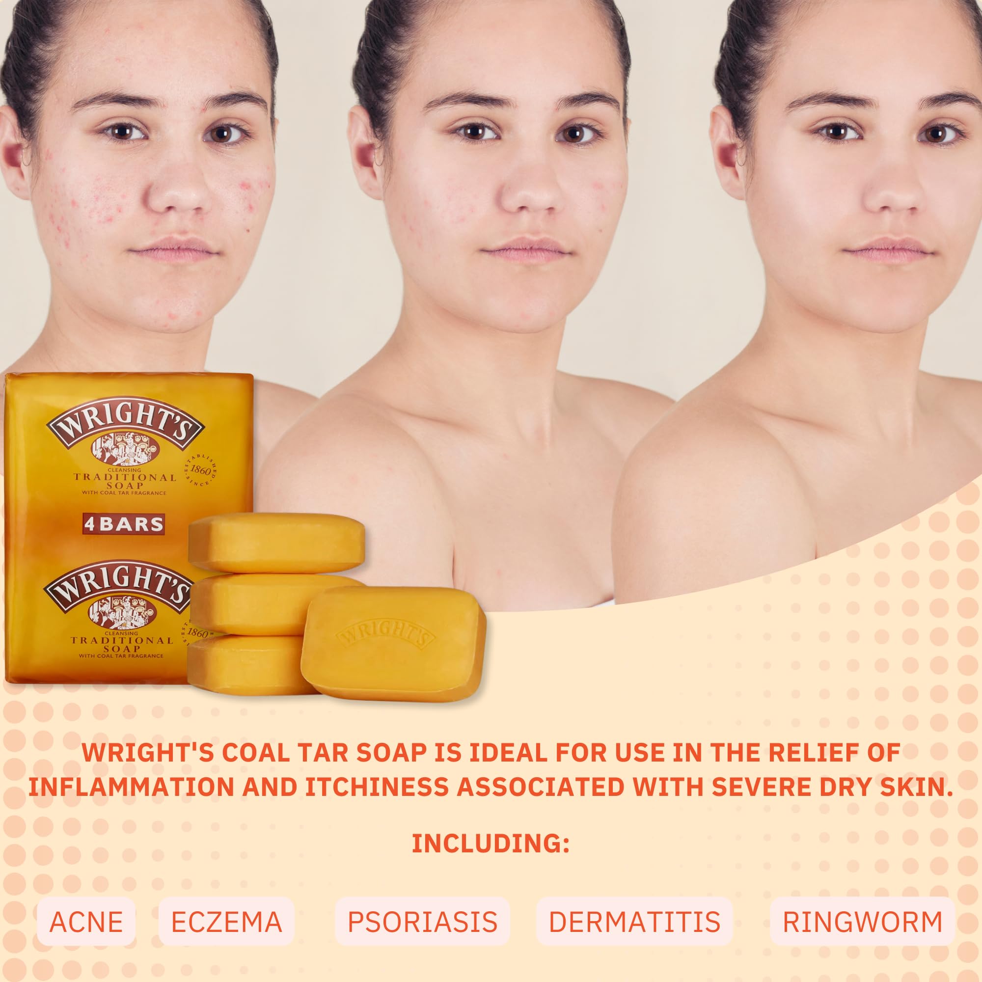 Wrights Traditional Bar Soap 125g Multipack of 4 with Portable Dish Tray and Lid, 140 g (Pack of 2) - Image 3