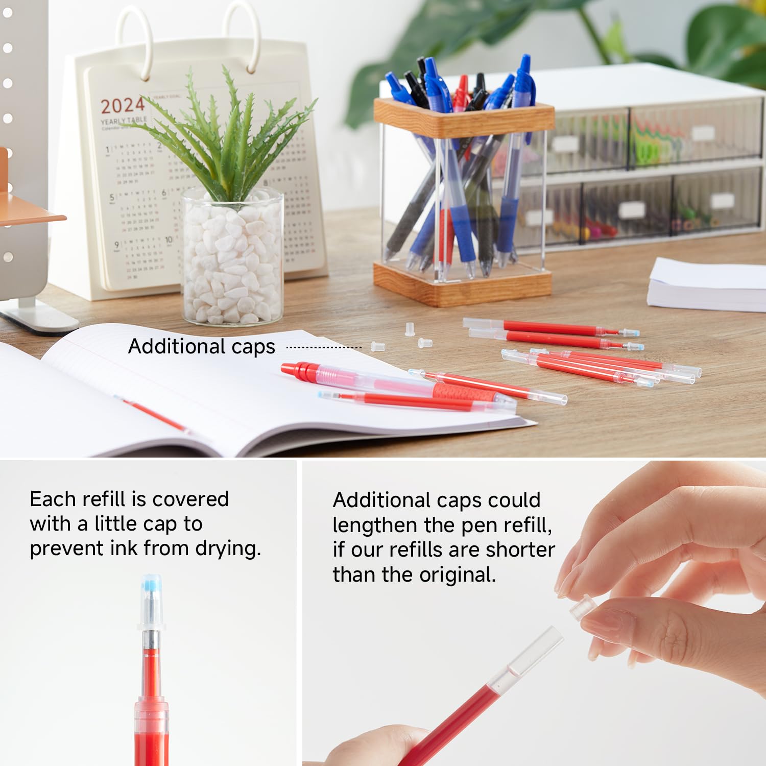 Shuttle Art Lot de 30 recharges de stylos à encre gel rétractables à encre gel rouge, pointe fine de 0,7 mm, pour écrire, journal, prendre des notes, école, bureau, maison