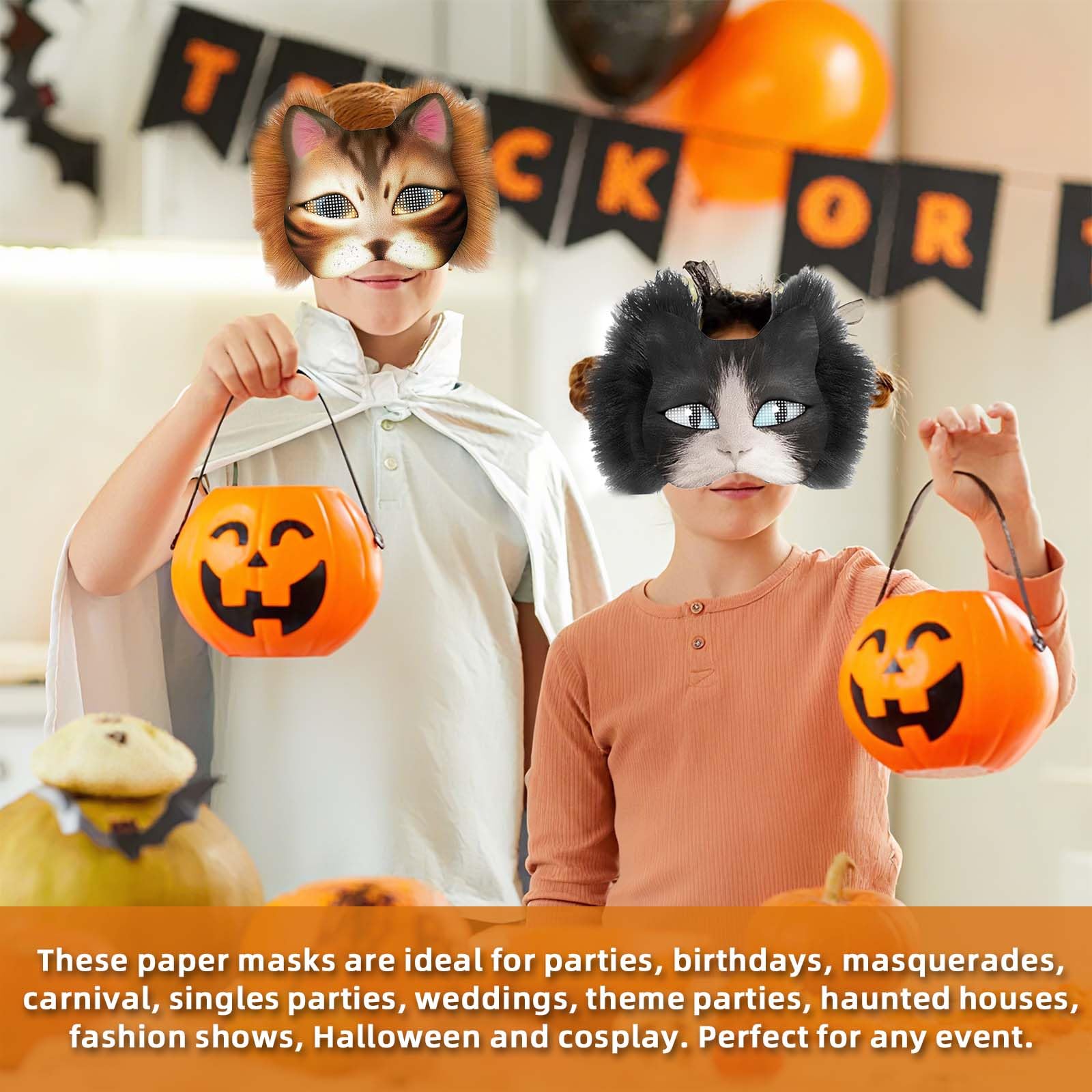 Máscaras de gato DIY 6 unidades con accesorios completos, máscaras blancas para pintar con pinceles, purpurina y pinturas, tamaño ajustable, manualidades creativas para fiestas y disfraces