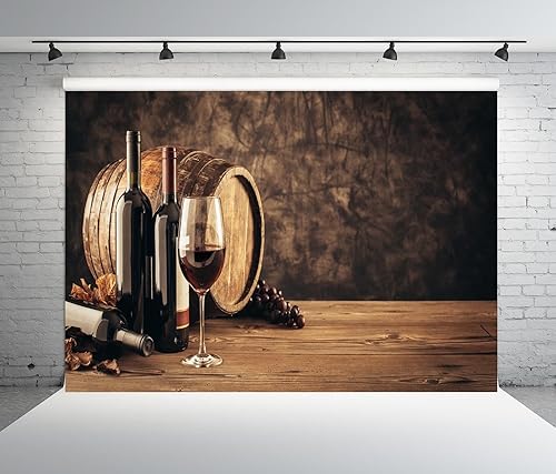 Miniatura 4 de Loccor Telón de fondo de tela de vino tinto de 10 x 8 pies, vino francés, bodega, copa de vino, barril de madera, botellas de vino tinto, fondo de