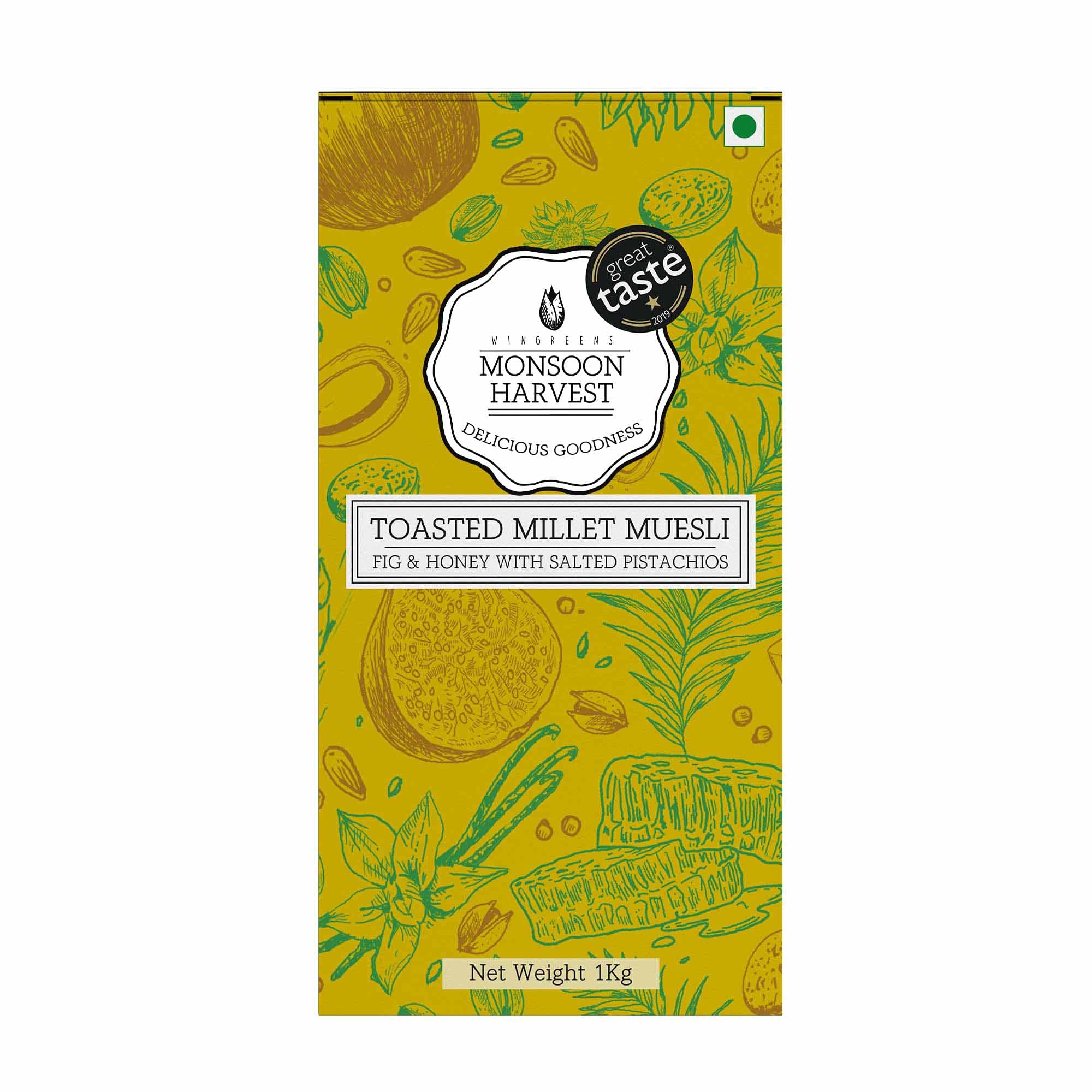 Buy Wingreens Monsoon Harvest Toasted Millet Muesli, Fig & Honey with Salted Pistachios 1 kg