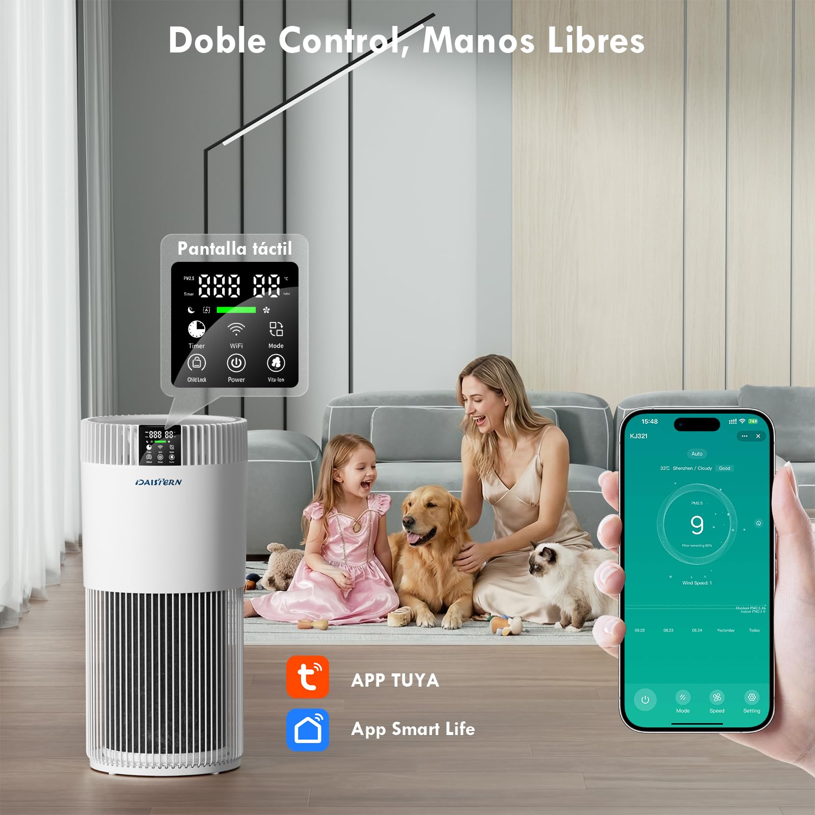 Purificador de Aire Inteligente para Mascotas 78m²
