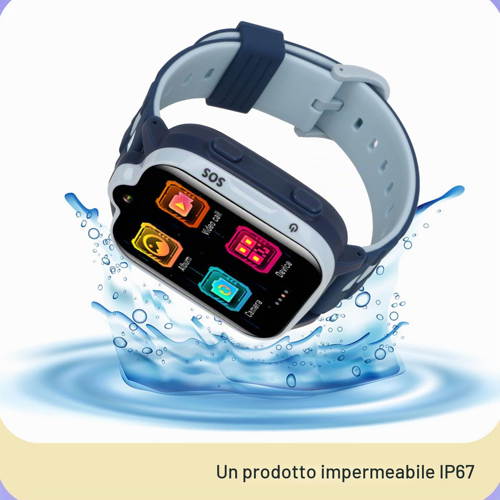 4G Orologio Intelligente Telefono per Ragazzi e Ragazze, Posizione GPS Video Chiamata Smartwatch Impermeabile IP67 con Touch Screen Bambini Che Imparano a Guardare il Telefono (Blu)