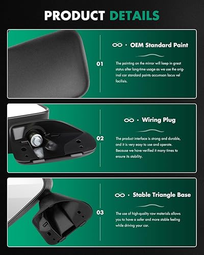 Miniatura 4 de SCITOO Espejo retrovisor lateral izquierdo del conductor, apto para 1987-1989 para Toyota 4Runner 1987-1995 Pickup Manual Plegable Sin Calentar