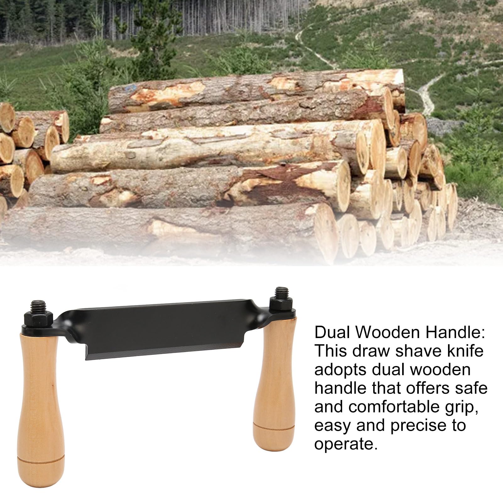 Fyearfly Cuchillo para Corteza, Hoja de Acero de Tungsteno, Cómodo Mango de Madera, Cuchillo Recto de Alta Nitidez para Carpinteros de Madera, Torneros y Talladores de Madera