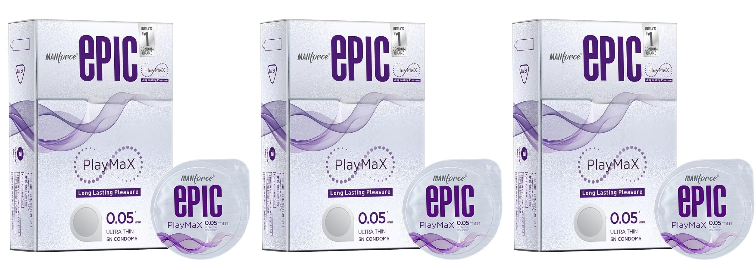 Manforce Epic Playmax Climax Delay Ultra Thin Condoms - Performance Benzocaine Lubricant, High Sensation Natural Latex - 3 Pack x Pack of 3-image-40