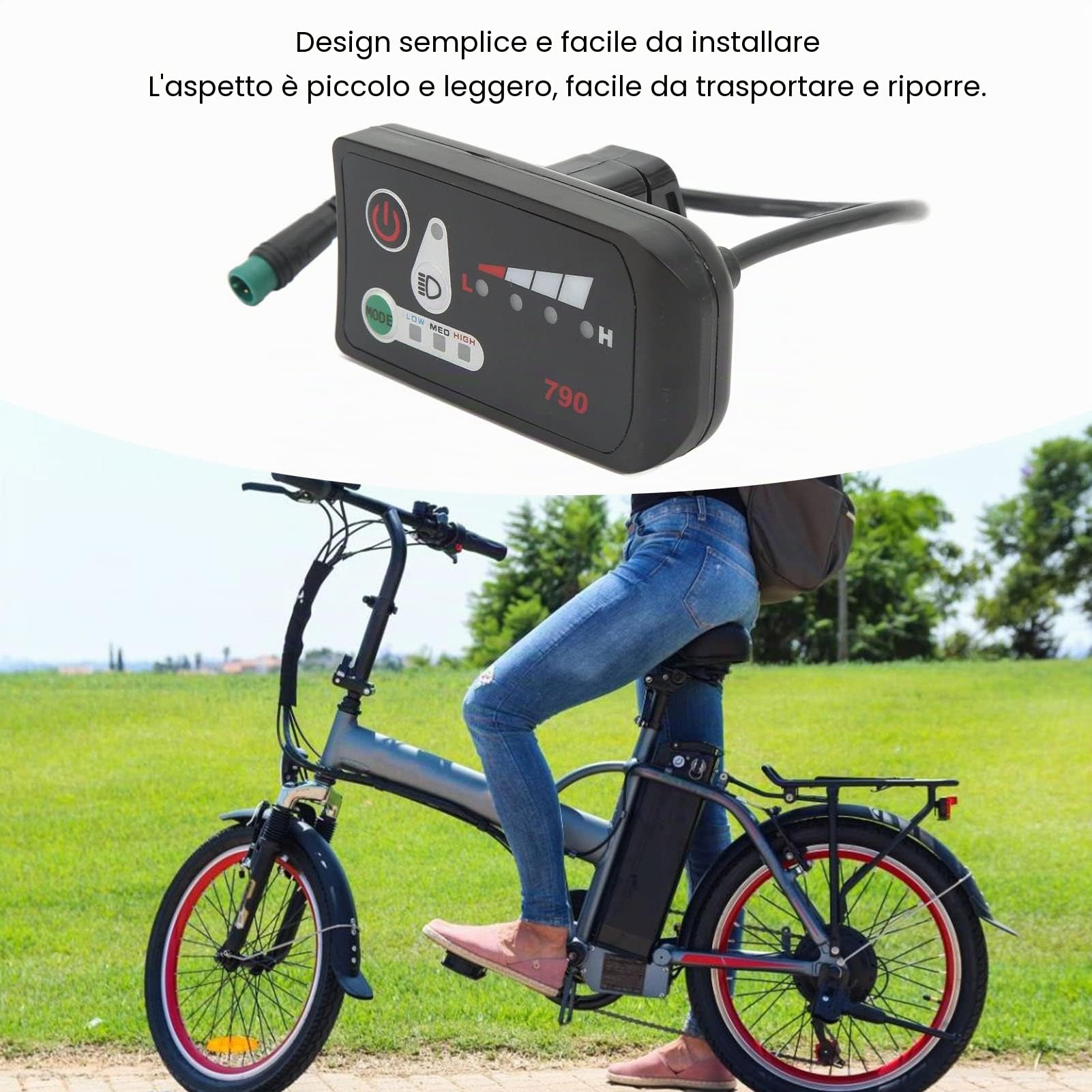 Bicicletta elettrica LED Power Display Panel Elettrico Bici Modifica Display Meter con Impermeabile 5P Spina per 22.2mm Manubrio
