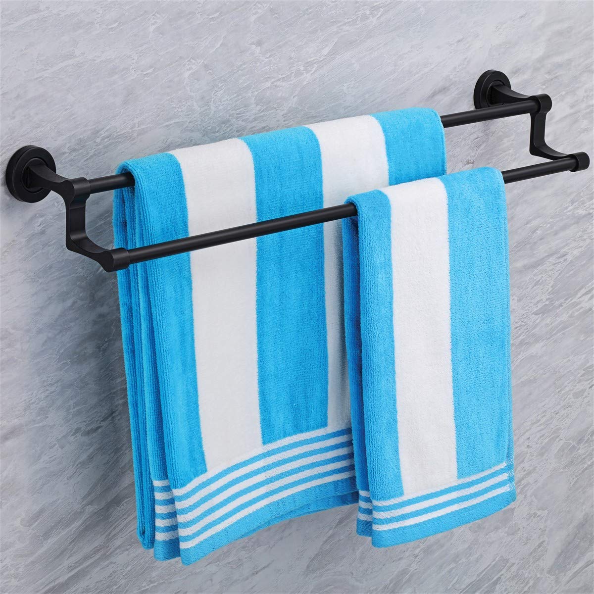 Plantex Premium Aluminium Dual Towel Rod/Bathroom Towel Rack/Towel Hanger/Towel Stand/Bathroom Accessories (24 inch) Black Finish (B08KHH3YBR) Amazon Price History, Amazon Price Tracker