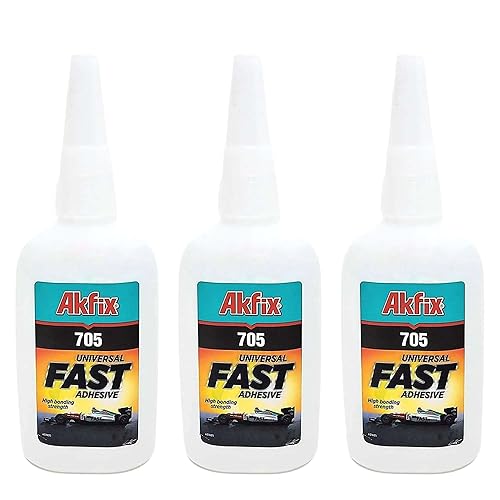 Akfix 705 CA Super Glue - Pegamento de cianoacrilato transparente - Adhesivo fuerte para madera, PVC, plástico, metal, bricolaje y profesional,