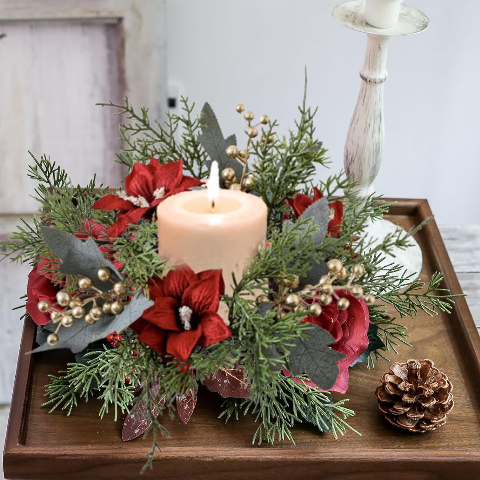 kerzenring weihnachten,kerzenringe für stabkerzen weihnachten,kleine weihnachtskränze,kleiner weihnachtskranz,Kerzenkranz Für