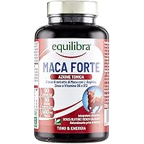 Equilibra Integratori Alimentari, Maca Forte, Tono e Vigore Fisico, Altodosato a Base di Estratto di Radice di Maca Peruviana 500 mg, L-Arginina, Zinco, Vitamine B6 e B12, 90 Compresse
