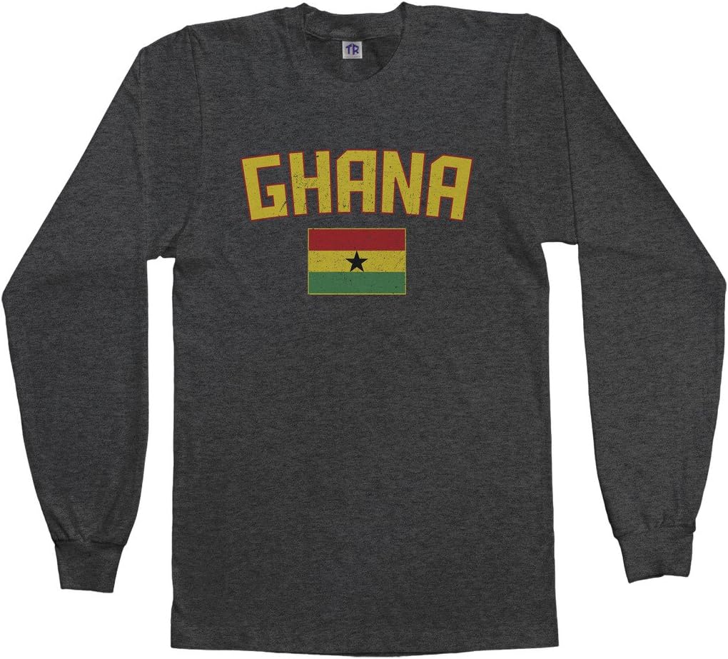 Threadrock Men's Ghana Flag Long Sleeve T-Shirt