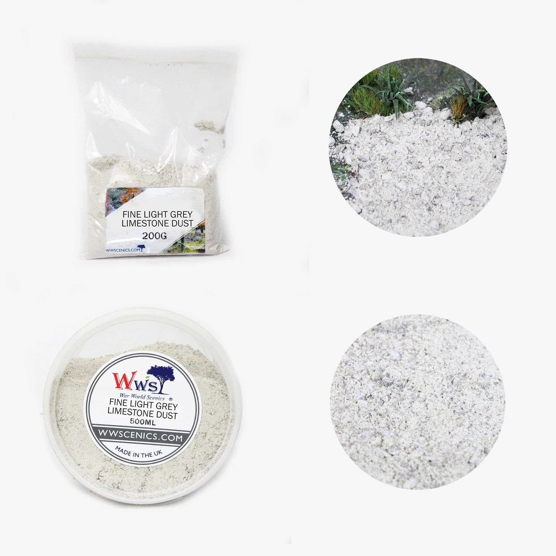 WWS War World Scenics - Rocce Calcaree Grigio Chiaro Fine 0-3mm - 500ml Per Modellismo E Diorami