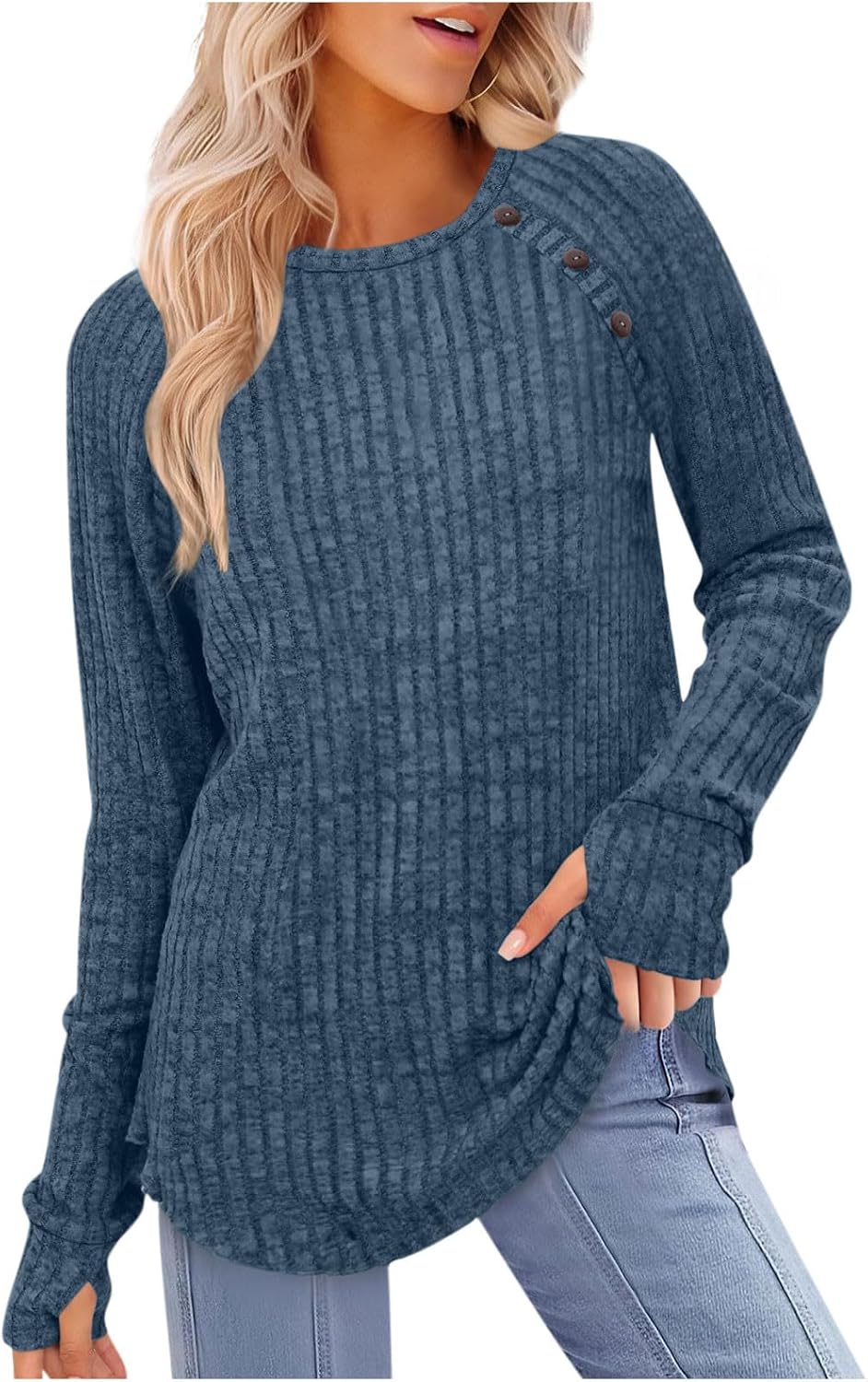 Tunic Pullover Fall Shirts Women Clothes Long Sleeve Shirt Side Button Fashion Travel Outfit Winter Tops