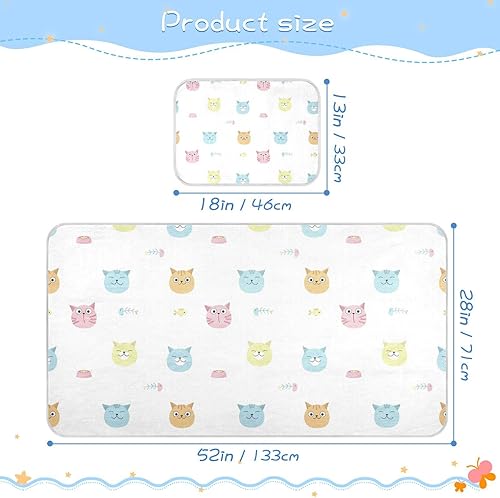 Miniatura 2 de MCHIVER Funny Cats - Almohadilla para cama de bebé con funda de almohada, de seda de hielo, transpirable, almohadilla de colchón para cuna para