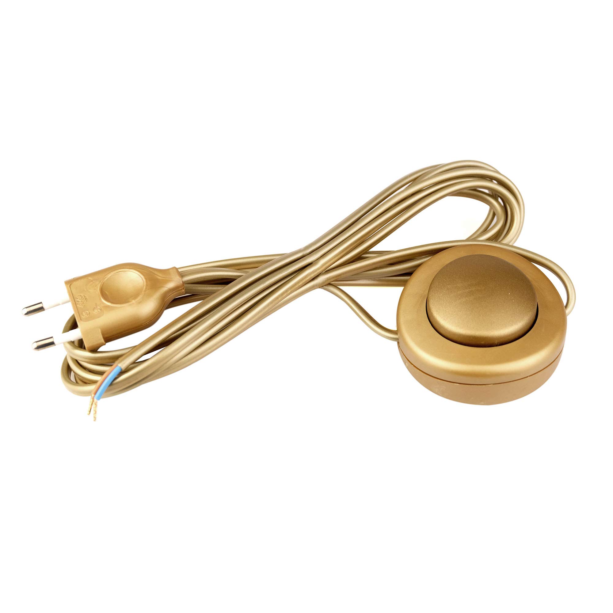 Arditi Cablaggio Oro con Cavo bipolare Piatto H03VVH2-F 2x0.75 mm², Interruttore unipolare a Pedale e Spina Europea