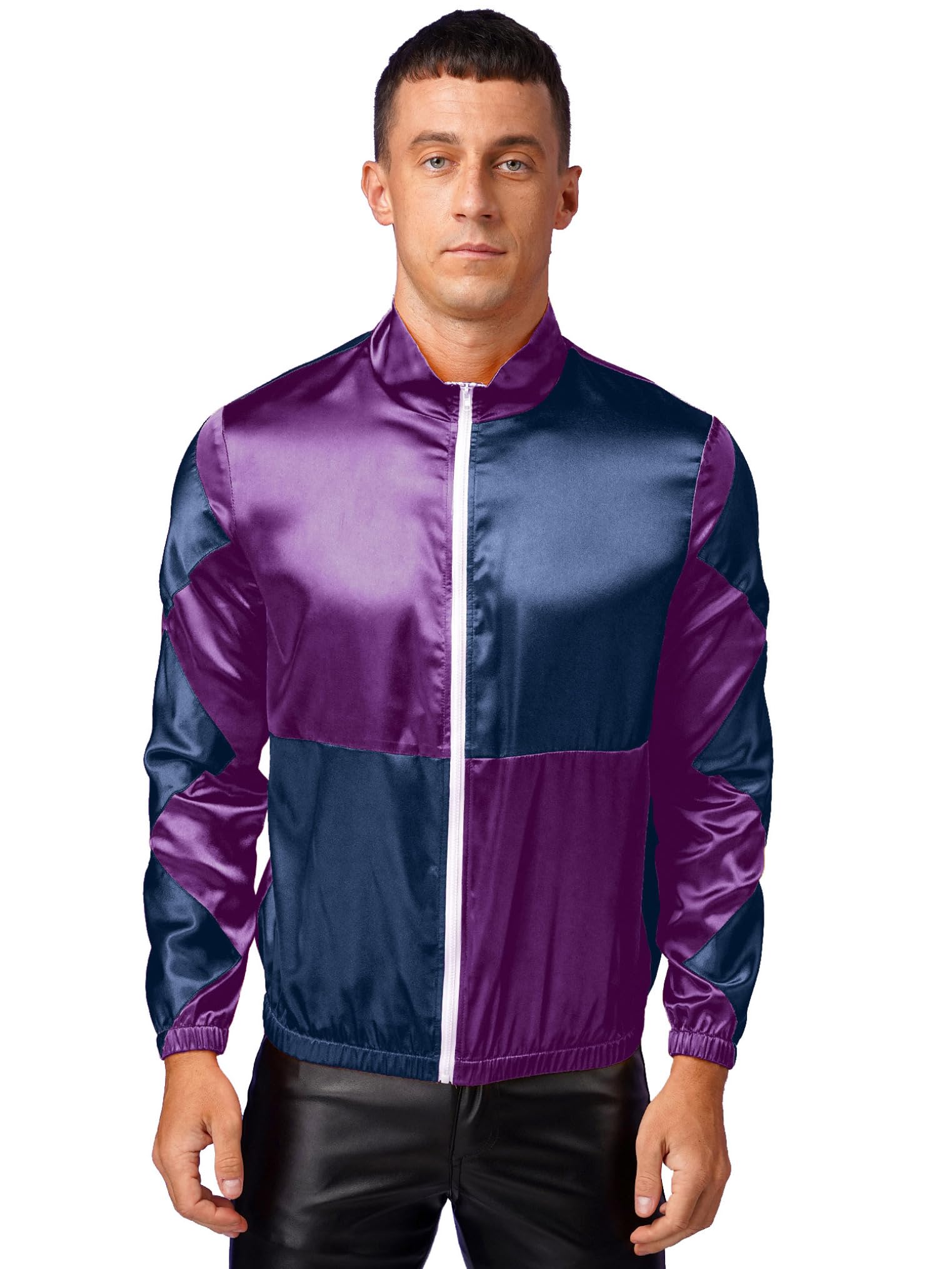 ACSUSS Mens Color Block Horse Jockey Costume Horse Rider Racing Uniform Sports Fancy Dress