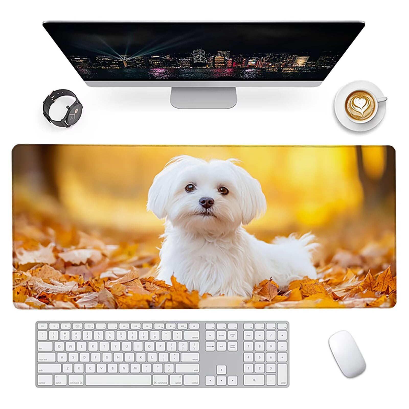 Japanese Art Mouusepad Gaming Mouse Pad Extended Stitched Edges Mousepad,Large Mouse Mat Desk Pad Personalized The Office Mouse Pad 31.5 X 11.8 Inch