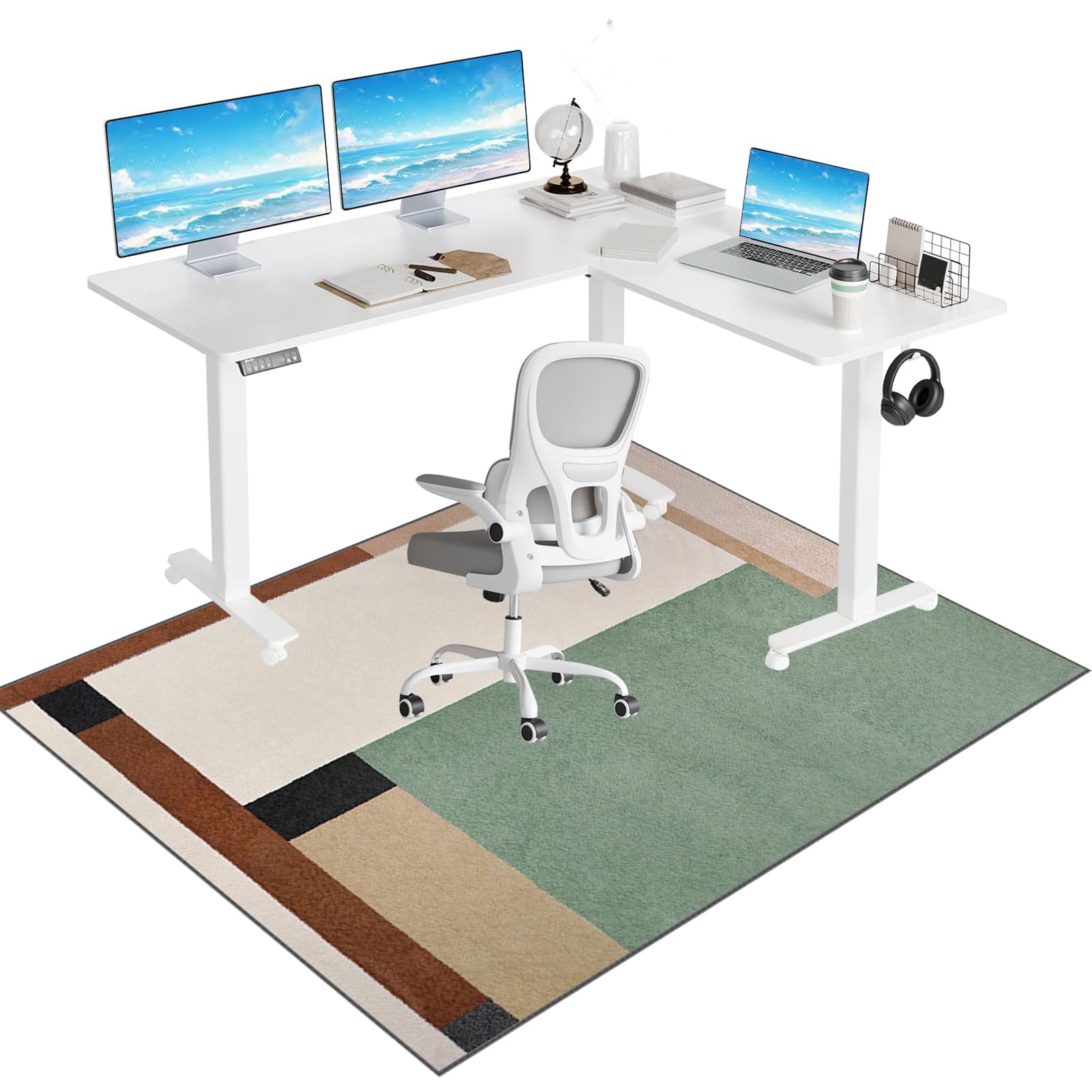 Tappeto per Sedia con Ruote, Tappeto Sedia Ufficio, Tappeto Salvapavimento Antiscivolo Tappetino Pavimenti, Tappeto Protettivo Sottosedia per Parquet e Pavimenti Duri/Piastrelle 100 x 140 cm
