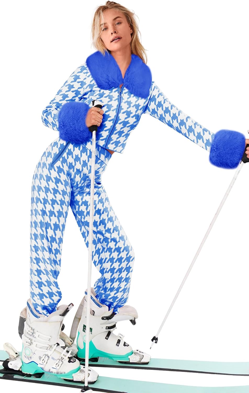 Yousify Winter Sweater Sets Ski Outfits for Women Color Block Skiing Clothes